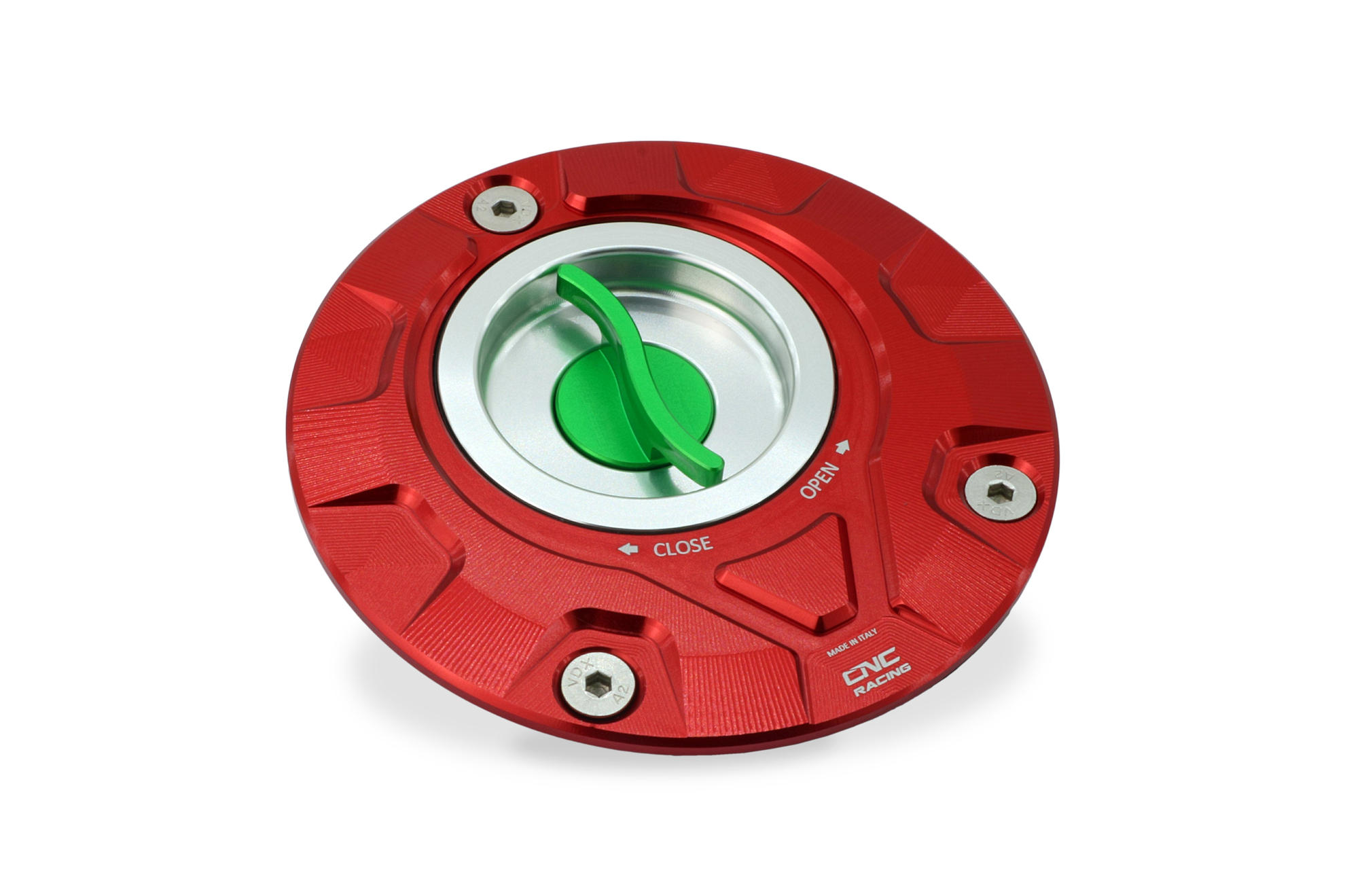 CNC Racing TRICOLORE 'GEAR' Aluminum Gas Cap for Older Ducati's MV's and Yamaha Models CNC Racing TRICOLORE 'GEAR' Aluminum Gas Cap for Older Ducati's MV's and Yamaha Models